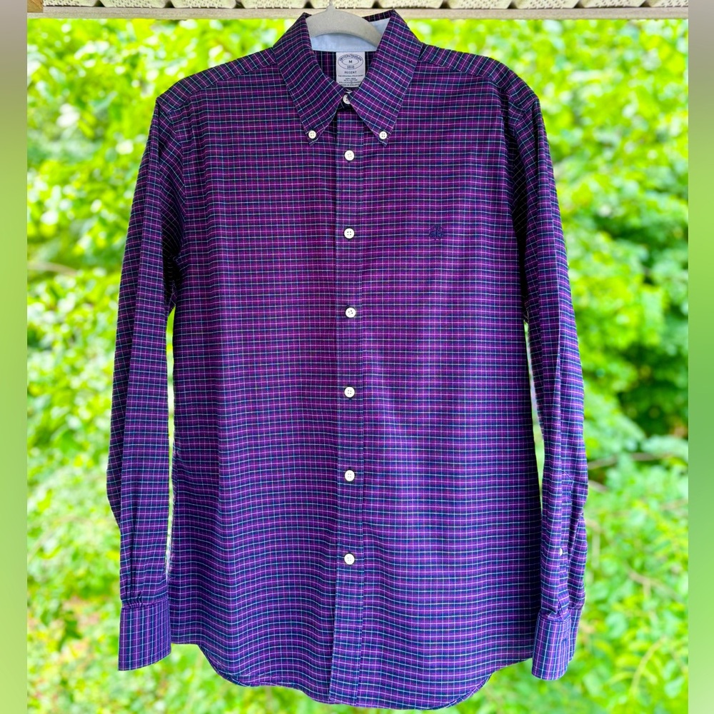 Brooks Brothers 1818 Regent Dress Shirt Mens Medium Non Iron Cotton Dress Shirt